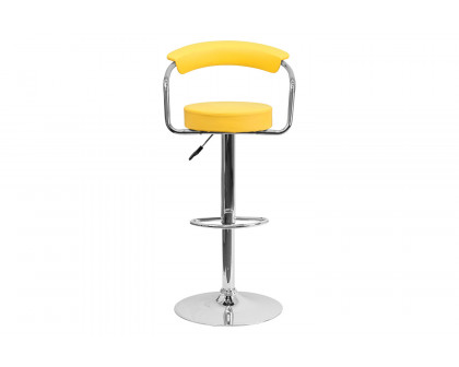 BLNK Cruz Vinyl Adjustable Height Bar Stool with Arms and Chrome Base - Yellow