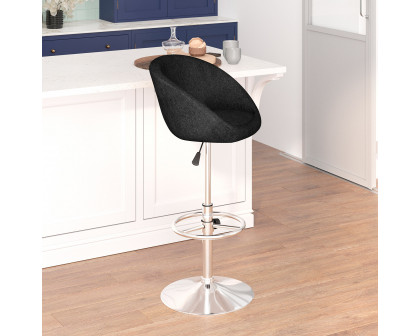 BLNK Luis Fabric Adjustable Height Bar Stool with Barrel Back and Chrome Base