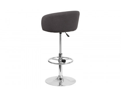 BLNK Luis Fabric Adjustable Height Bar Stool with Barrel Back and Chrome Base - Charcoal