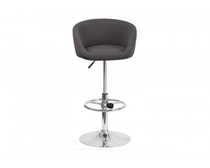 BLNK Luis Fabric Adjustable Height Bar Stool with Barrel Back and Chrome Base - Charcoal