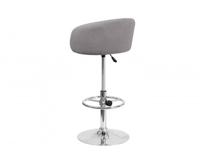 BLNK Luis Fabric Adjustable Height Bar Stool with Barrel Back and Chrome Base - Gray