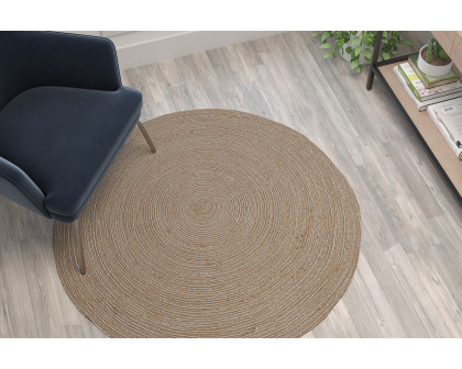 BLNK - Kelsey Round Braided Design Natural Jute and Polyester Blend Indoor Area Rug