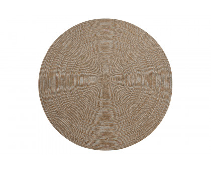 BLNK - Kelsey Round Braided Design Natural Jute and Polyester Blend Indoor Area Rug