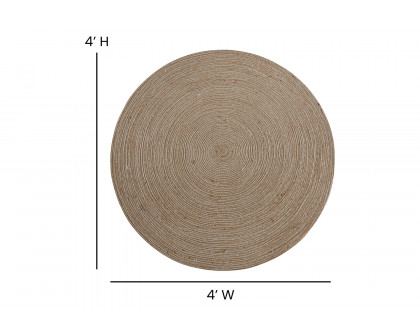 BLNK - Kelsey Round Braided Design Natural Jute and Polyester Blend Indoor Area Rug