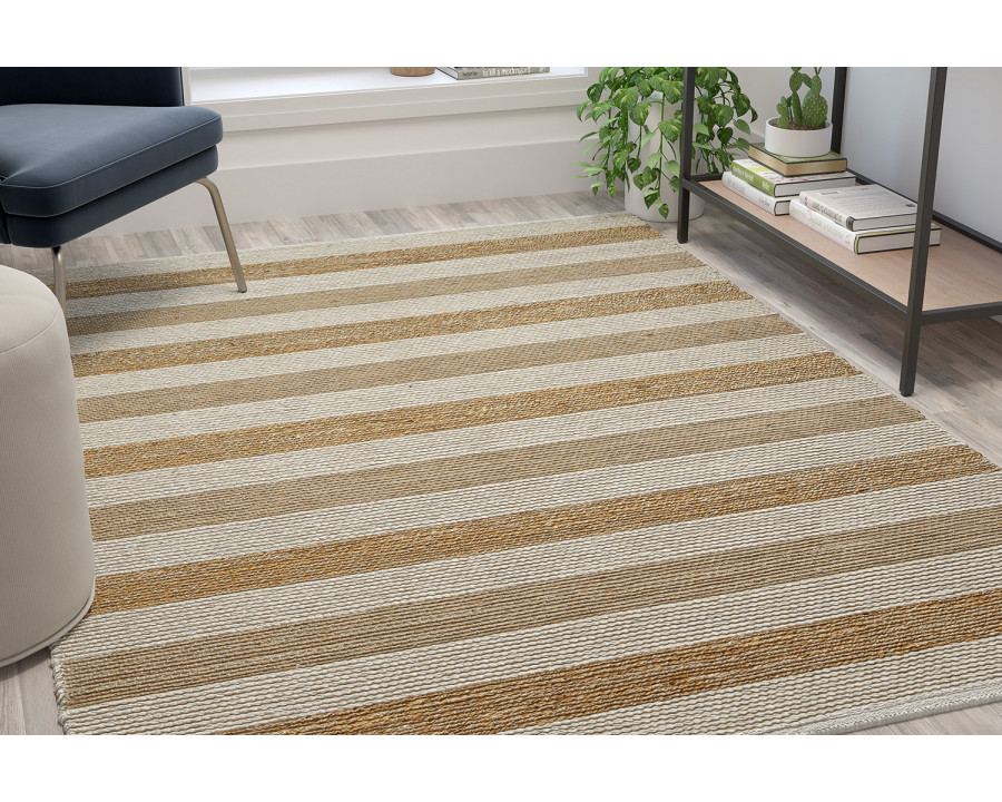 BLNK - Mariah Hand Woven Striped Jute Blend Area Rug in Natural Tones