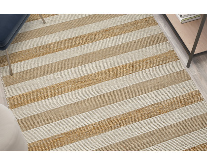 BLNK - Mariah Hand Woven Striped Jute Blend Area Rug in Natural Tones