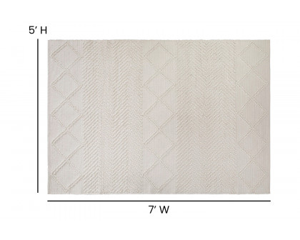 BLNK Melissa Geometric Hand Woven Area Rug - Ivory/White, 5'W x 7'L