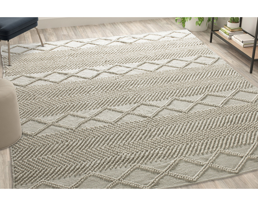 BLNK Melissa Geometric Hand Woven Area Rug - Ivory/White, 8'W x 10'L