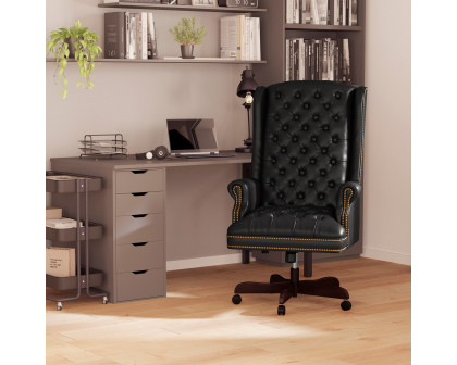 BLNK Turner LeatherSoft High-Back Traditional Fully Tufted Executive Swivel Ergonomic Office Chair with Arms