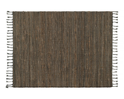 BLNK - Doris Hand Woven Jute and Cotton Blend Area Rug with Braided Tassels in Black and Jute