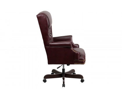 BLNK™ Ainslie LeatherSoft High-Back Traditional Tufted Executive Ergonomic Office Chair with Oversized Headrest and Nail Trim Arms - Burgundy