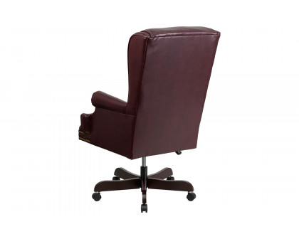 BLNK™ Ainslie LeatherSoft High-Back Traditional Tufted Executive Ergonomic Office Chair with Oversized Headrest and Nail Trim Arms - Burgundy