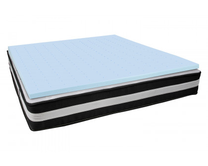 BLNK Capri Comfortable Sleep 12" Foam Pocket Spring Mattress and 2" Gel Memory Foam Topper Bundle