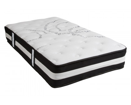 BLNK Capri Comfortable Sleep 12" Foam Pocket Spring Mattress and 2" Gel Memory Foam Topper Bundle - Twin Size