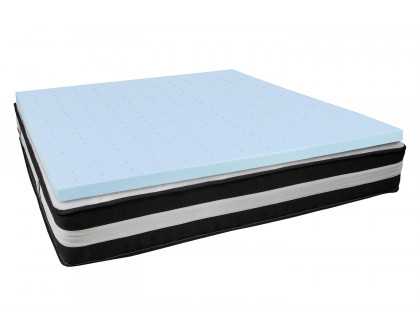 BLNK Capri Comfortable Sleep 12" Foam Pocket Spring Mattress and 3" Gel Memory Foam Topper Bundle - King Size