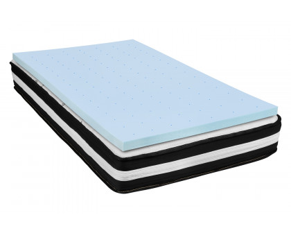 BLNK Capri Comfortable Sleep 10" Foam Pocket Spring Mattress and 3" Gel Memory Foam Topper Bundle - Twin Size