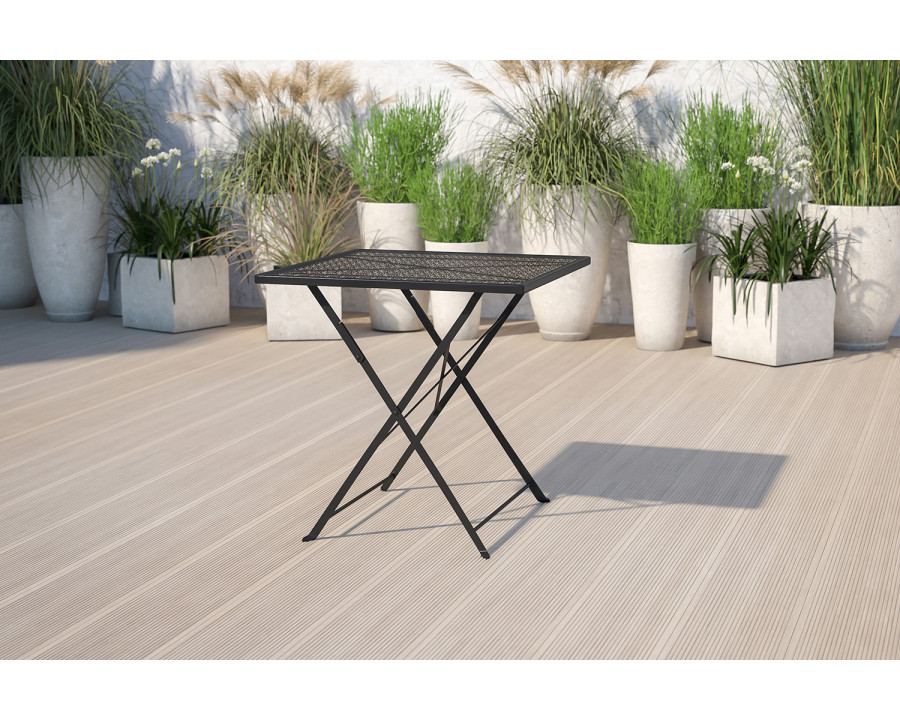 BLNK Oia Commercial Square Steel Indoor-Outdoor Folding Patio Table