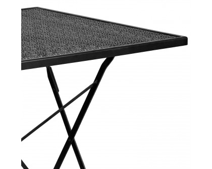 BLNK Oia Commercial Square Steel Indoor-Outdoor Folding Patio Table - Black, 28"W