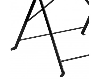 BLNK Oia Commercial Square Steel Indoor-Outdoor Folding Patio Table - Black, 28"W