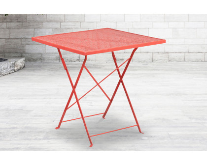 BLNK Oia Commercial Square Steel Indoor-Outdoor Folding Patio Table