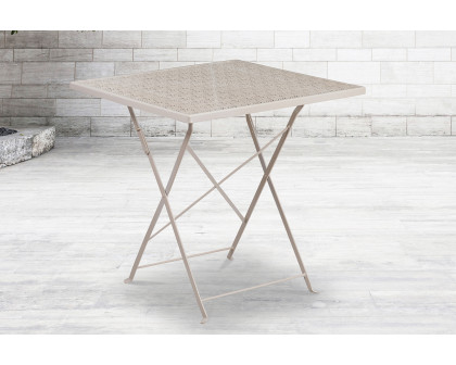 BLNK Oia Commercial Square Steel Indoor-Outdoor Folding Patio Table