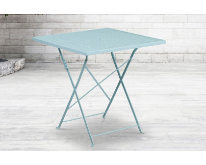 BLNK Oia Commercial Square Steel Indoor-Outdoor Folding Patio Table