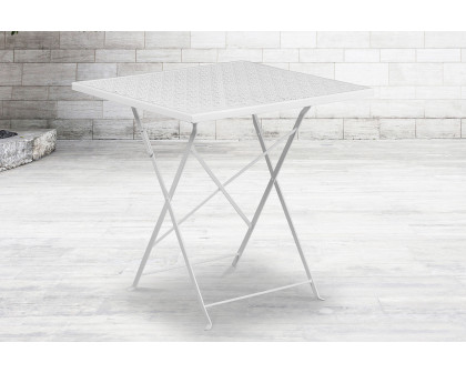 BLNK Oia Commercial Square Steel Indoor-Outdoor Folding Patio Table