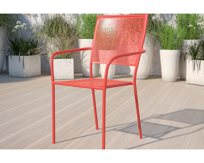 BLNK Oia Commercial Steel Indoor-Outdoor Patio Arm Chair with Square Back