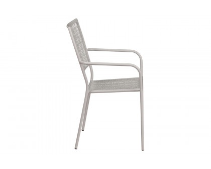 BLNK Oia Commercial Steel Indoor-Outdoor Patio Arm Chair with Square Back - Light Gray