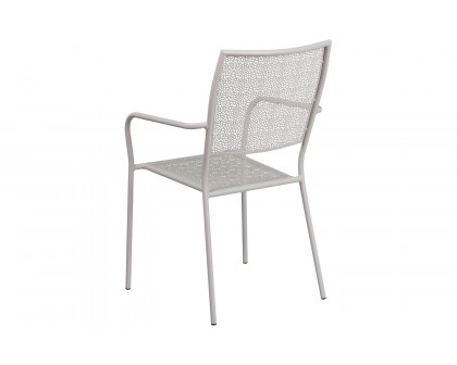 BLNK Oia Commercial Steel Indoor-Outdoor Patio Arm Chair with Square Back - Light Gray