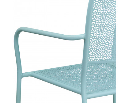 BLNK Oia Commercial Steel Indoor-Outdoor Patio Arm Chair with Square Back - Sky Blue