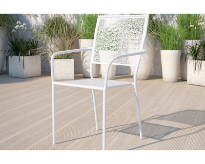 BLNK Oia Commercial Steel Indoor-Outdoor Patio Arm Chair with Square Back