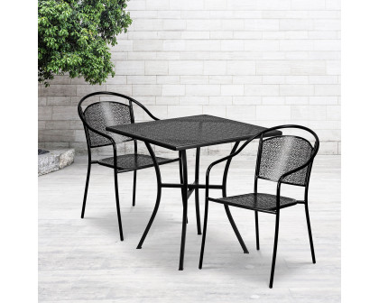 BLNK Oia Commercial Steel Indoor-Outdoor Patio Table Set with 2 Round Back Chairs