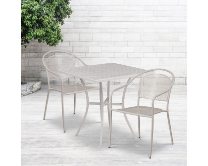 BLNK Oia Commercial Steel Indoor-Outdoor Patio Table Set with 2 Round Back Chairs