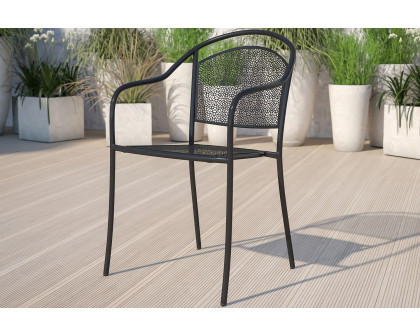 BLNK Oia Commercial Steel Indoor-Outdoor Patio Arm Chair with Round Back