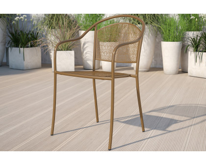 BLNK Oia Commercial Steel Indoor-Outdoor Patio Arm Chair with Round Back