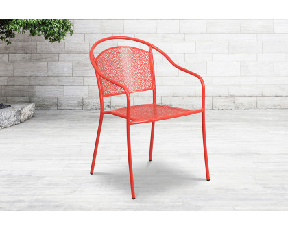 BLNK Oia Commercial Steel Indoor-Outdoor Patio Arm Chair with Round Back