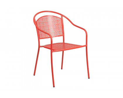 BLNK Oia Commercial Steel Indoor-Outdoor Patio Arm Chair with Round Back - Coral