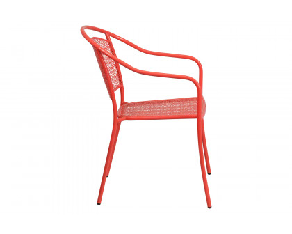 BLNK Oia Commercial Steel Indoor-Outdoor Patio Arm Chair with Round Back - Coral