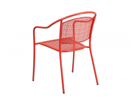 BLNK Oia Commercial Steel Indoor-Outdoor Patio Arm Chair with Round Back - Coral