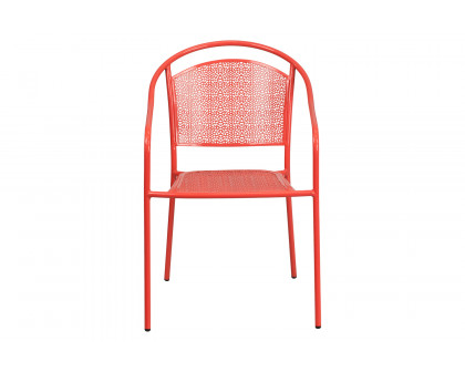 BLNK Oia Commercial Steel Indoor-Outdoor Patio Arm Chair with Round Back - Coral