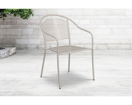 BLNK Oia Commercial Steel Indoor-Outdoor Patio Arm Chair with Round Back