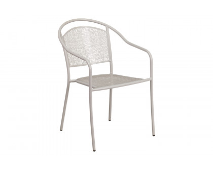 BLNK Oia Commercial Steel Indoor-Outdoor Patio Arm Chair with Round Back - Light Gray