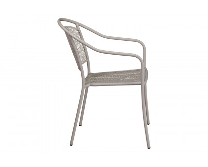 BLNK Oia Commercial Steel Indoor-Outdoor Patio Arm Chair with Round Back - Light Gray