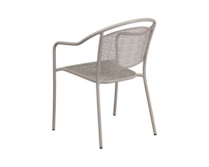 BLNK Oia Commercial Steel Indoor-Outdoor Patio Arm Chair with Round Back - Light Gray