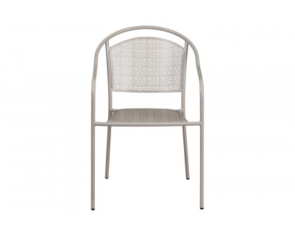 BLNK Oia Commercial Steel Indoor-Outdoor Patio Arm Chair with Round Back - Light Gray