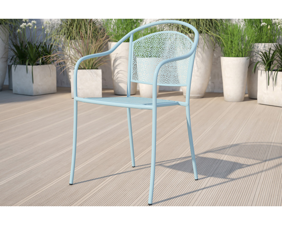 BLNK Oia Commercial Steel Indoor-Outdoor Patio Arm Chair with Round Back