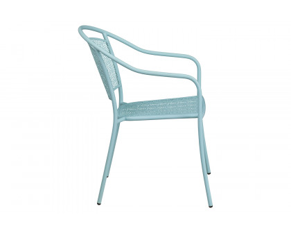 BLNK Oia Commercial Steel Indoor-Outdoor Patio Arm Chair with Round Back - Sky Blue