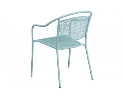 BLNK Oia Commercial Steel Indoor-Outdoor Patio Arm Chair with Round Back - Sky Blue