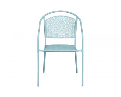 BLNK Oia Commercial Steel Indoor-Outdoor Patio Arm Chair with Round Back - Sky Blue